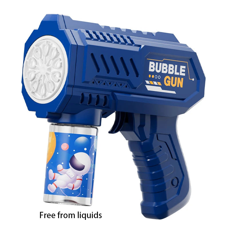 Children'S Astronaut Many Holes Rocket Launcher Handheld Portable Electric Automatic Bubble Gun LED Light for Boys and Girls ﻿