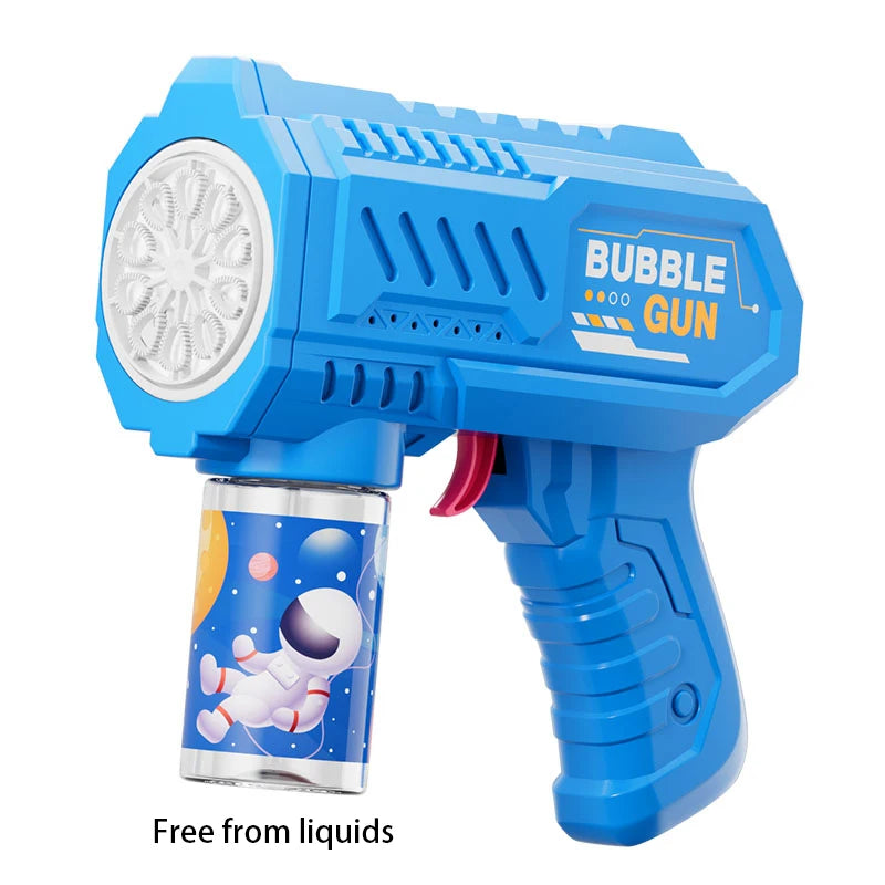 Children'S Astronaut Many Holes Rocket Launcher Handheld Portable Electric Automatic Bubble Gun LED Light for Boys and Girls ﻿