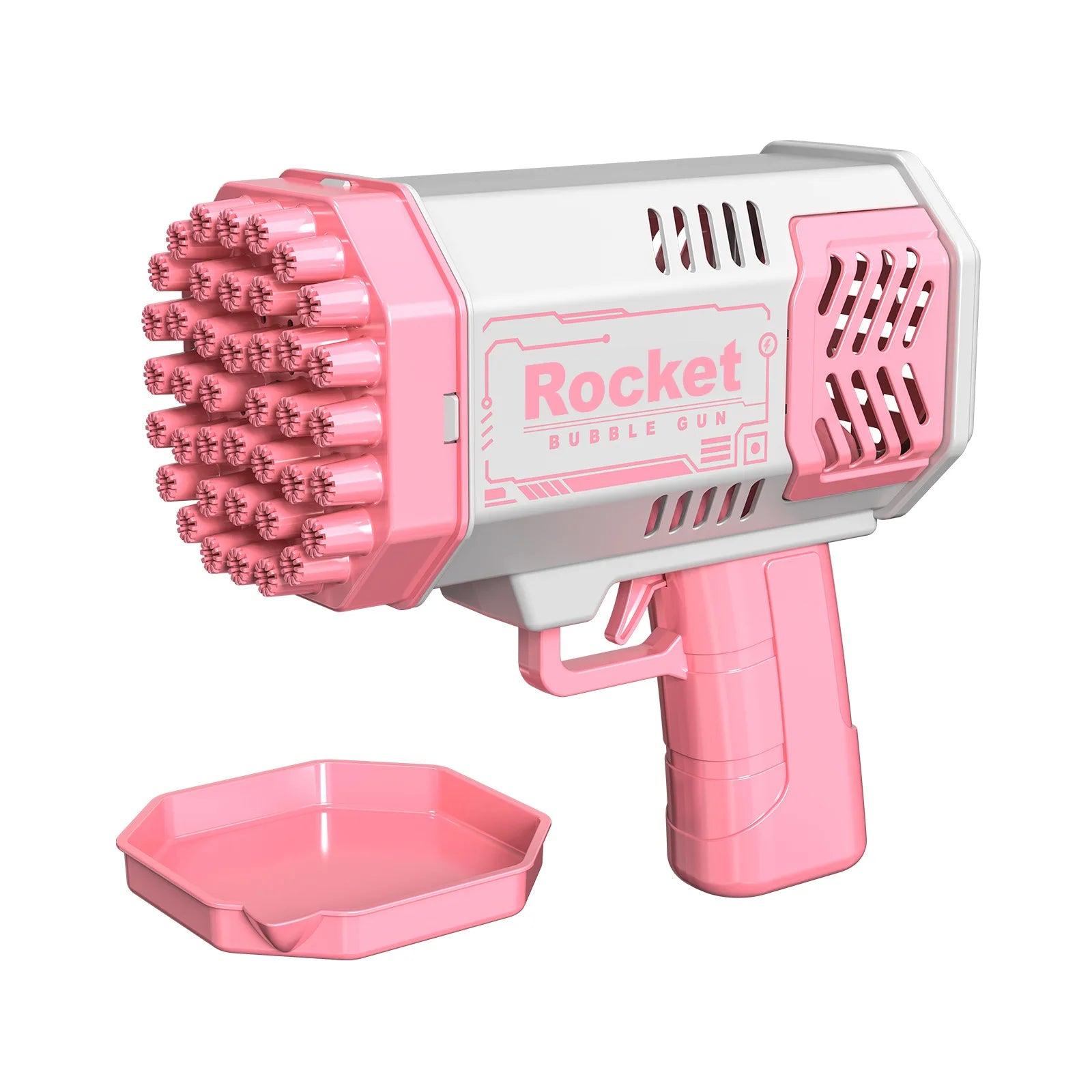 Children'S Astronaut Many Holes Rocket Launcher Handheld Portable Electric Automatic Bubble Gun LED Light for Boys and Girls ﻿