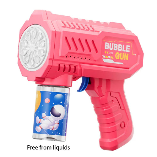 Children'S Astronaut Many Holes Rocket Launcher Handheld Portable Electric Automatic Bubble Gun LED Light for Boys and Girls ﻿