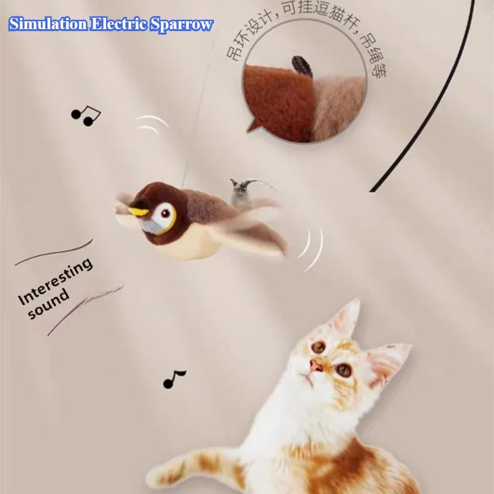 Interactive Catnip Electric Bird Toy - Touch-Activated Squeaky Plush for Dogs & Cats - USB Rechargeable Fun!