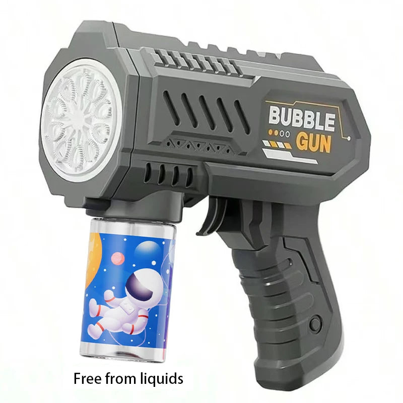 Children'S Astronaut Many Holes Rocket Launcher Handheld Portable Electric Automatic Bubble Gun LED Light for Boys and Girls ﻿