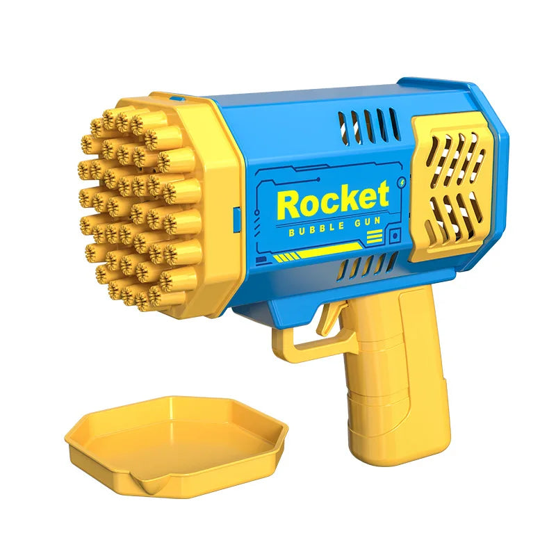 Children'S Astronaut Many Holes Rocket Launcher Handheld Portable Electric Automatic Bubble Gun LED Light for Boys and Girls ﻿